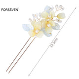 Yellow Flower Hair Sticks U Shaped Hairpins Clips