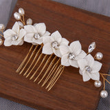 Bridal Pearl Hair Comb Crown for Women Girls Wedding Headpiece