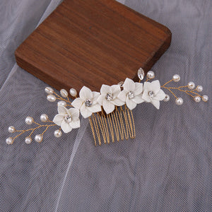 Bridal Pearl Hair Comb Crown for Women Girls Wedding Headpiece