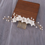 Bridal Pearl Hair Comb Crown for Women Girls Wedding Headpiece