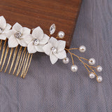 Bridal Pearl Hair Comb Crown for Women Girls Wedding Headpiece