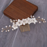 Bridal Pearl Hair Comb Crown for Women Girls Wedding Headpiece