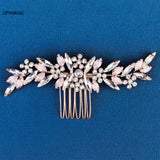 Pink Rhinestone Hair Comb Tiara Wedding Headpiece