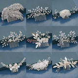Bride Hair Combs Hair Accessories Wedding Bridal Headpiece Silver Crystal Pearl