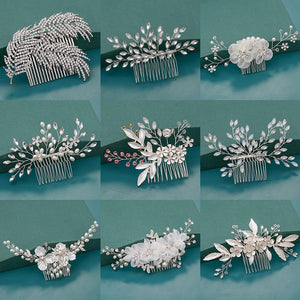 Bride Hair Combs Hair Accessories Wedding Bridal Headpiece Silver Crystal Pearl