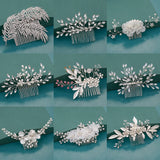 Bride Hair Combs Hair Accessories Wedding Bridal Headpiece Silver Crystal Pearl