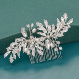 Bride Hair Combs Hair Accessories Wedding Bridal Headpiece Silver Crystal Pearl
