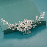 Bride Hair Combs Hair Accessories Wedding Bridal Headpiece Silver Crystal Pearl