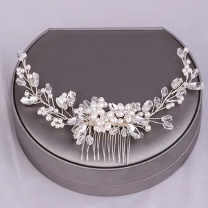 Bride Hair Pin Alloy Pearl Beads Barrette Crystal Rhinestone Hair Combs