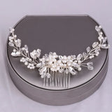 Bride Hair Pin Alloy Pearl Beads Barrette Crystal Rhinestone Hair Combs
