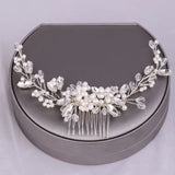Bride Hair Pin Alloy Pearl Beads Barrette Crystal Rhinestone Hair Combs