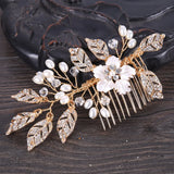 Bride Hair Pin Alloy Pearl Beads Barrette Crystal Rhinestone Hair Combs