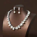 Bride Jewelry Set Pearl Crystal Necklace Party Accessories