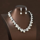 Bride Jewelry Set Pearl Crystal Necklace Party Accessories