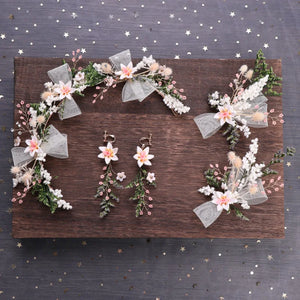Bride Mori Headdress Dry Lace Flower Hair Pin Set