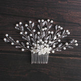 Bride Pearl Hairpins Wedding Flower Hair Comb Crystal Beads Bridal Hair Pins Hai