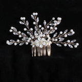 Bride Pearl Hairpins Wedding Flower Hair Comb Crystal Beads Bridal Hair Pins Hai
