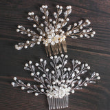 Bride Pearl Hairpins Wedding Flower Hair Comb Crystal Beads Bridal Hair Pins Hai