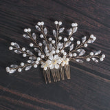 Bride Pearl Hairpins Wedding Flower Hair Comb Crystal Beads Bridal Hair Pins Hai