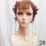 Red Pearl Crown Headpiece Wedding Headdress
