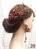 Red Pearl Crown Headpiece Wedding Headdress