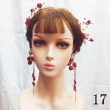 Red Pearl Crown Headpiece Wedding Headdress