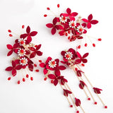 Red Pearl Crown Headpiece Wedding Headdress