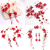 Red Pearl Crown Headpiece Wedding Headdress