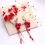 Red Pearl Crown Headpiece Wedding Headdress