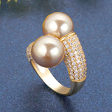 Round Pearl Ring Women Wedding Beach Jewelry