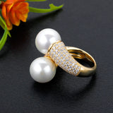 Round Pearl Ring Women Wedding Beach Jewelry