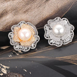 Charming Lady Pearl Ring Flower Shape Romantic Bridal Wedding Jewelry