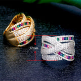 Colorful CZ Women Wedding Band Big Ring Gift