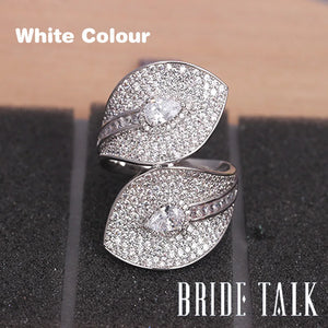 Leaf Shape CZ Engagement Wedding Ring for Women