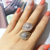 Leaf Shape CZ Engagement Wedding Ring for Women