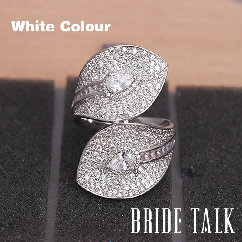 Leaf Shape CZ Engagement Wedding Ring for Women