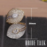 Leaf Shape CZ Engagement Wedding Ring for Women