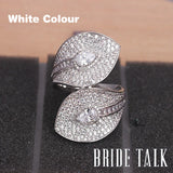 Leaf Shape CZ Engagement Wedding Ring for Women