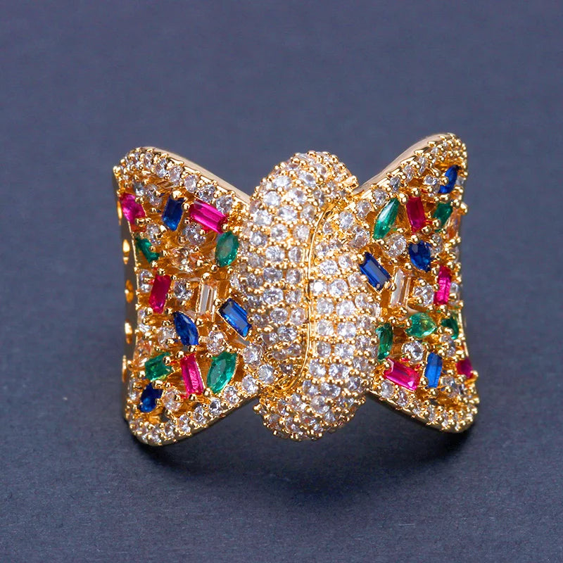 Jewelry Bow Ring Women Cubic Zirconia Rhinestone Bridal Rings