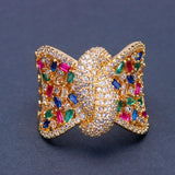 Jewelry Bow Ring Women Cubic Zirconia Rhinestone Bridal Rings