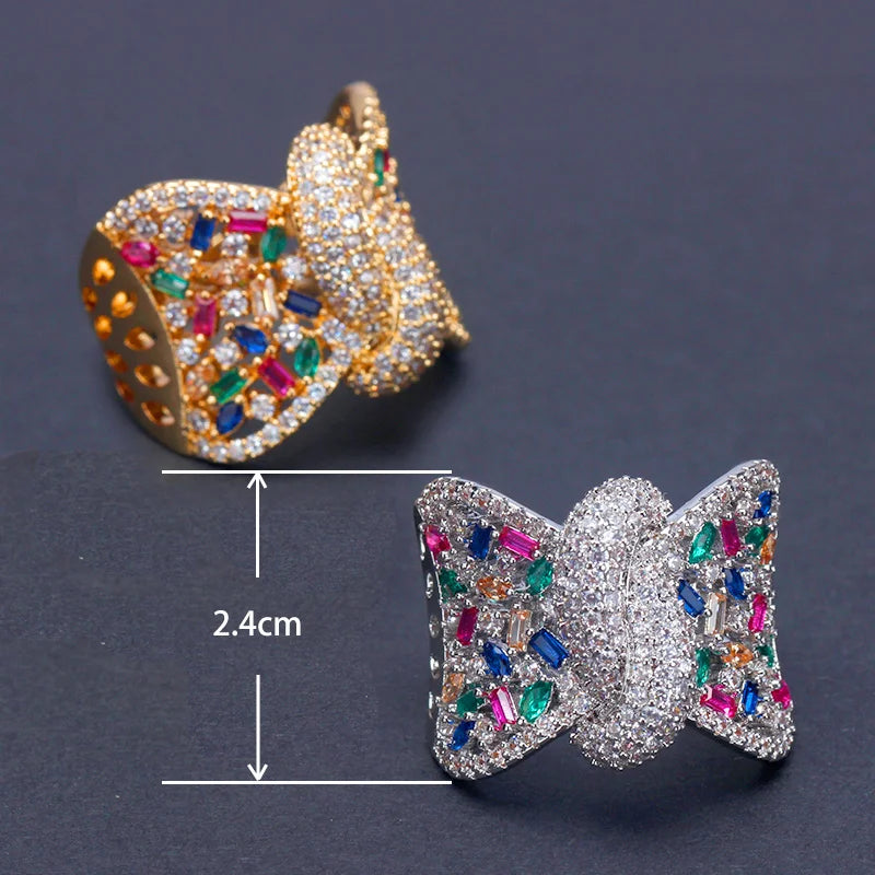 Jewelry Bow Ring Women Cubic Zirconia Rhinestone Bridal Rings