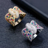 Jewelry Bow Ring Women Cubic Zirconia Rhinestone Bridal Rings