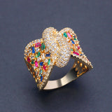 Jewelry Bow Ring Women Cubic Zirconia Rhinestone Bridal Rings