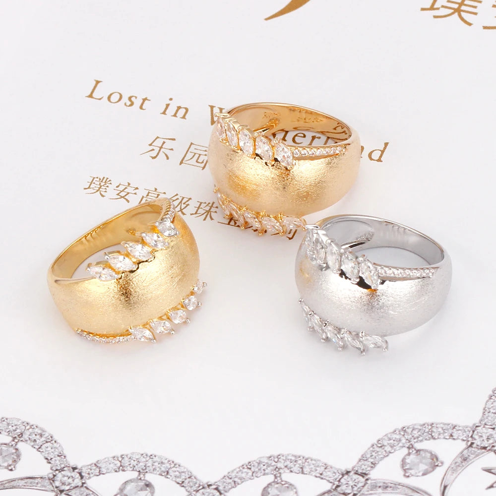 Vintage CZ Stackable Rings for Women Big Africa Retro Finger Ring