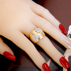 Vintage Flower CZ Rings Big Africa Retro Finger Ring