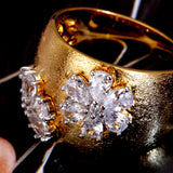 Vintage Flower CZ Rings Big Africa Retro Finger Ring