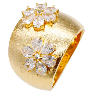 Vintage Flower CZ Rings Big Africa Retro Finger Ring