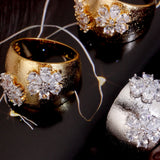 Vintage Flower CZ Rings Big Africa Retro Finger Ring