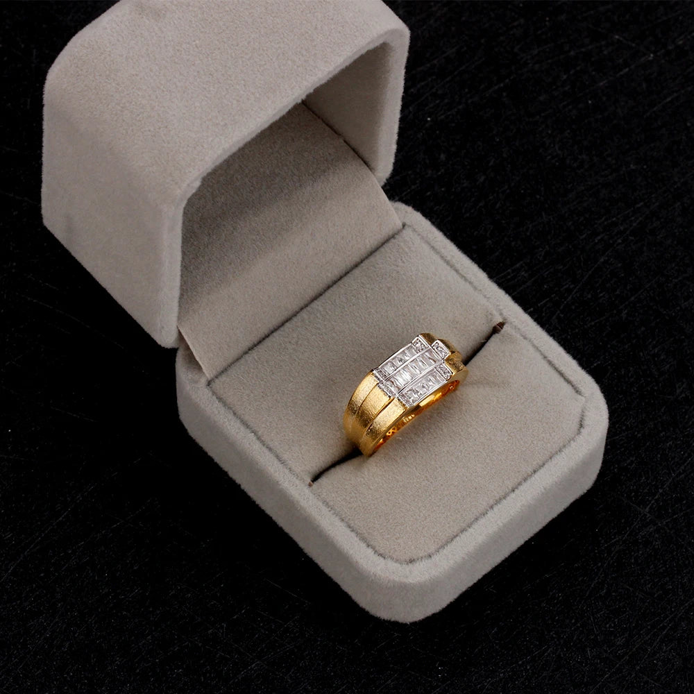 Vintage Inlay CZ Cluster Rings Retro Finger Ring Gift