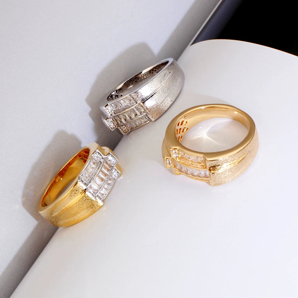 Vintage Inlay CZ Cluster Rings Retro Finger Ring Gift
